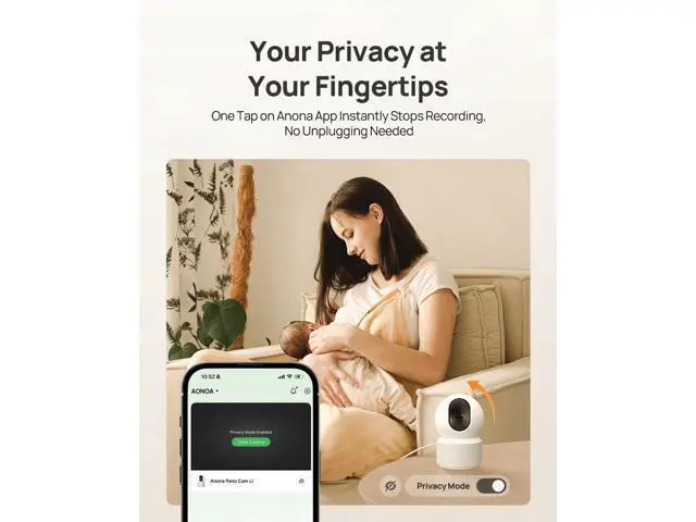 Alt view image 6 of 6 - Anona 4K UHD Indoor Camera, Pet/Dog/Baby Security Camera with Phone App, 360°Pan-Tilt, 5G/2.4G Dual-Band Wi-Fi 6, Auto-Tracking, Person/Pet/Baby Crying Detection, Privacy Mode, Two-Way Audio, 2 Pack