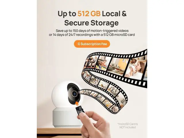 Alt view image 5 of 6 - Anona 4K UHD Indoor Camera, Pet/Dog/Baby Security Camera with Phone App, 360°Pan-Tilt, 5G/2.4G Dual-Band Wi-Fi 6, Auto-Tracking, Person/Pet/Baby Crying Detection, Privacy Mode, Two-Way Audio, 2 Pack