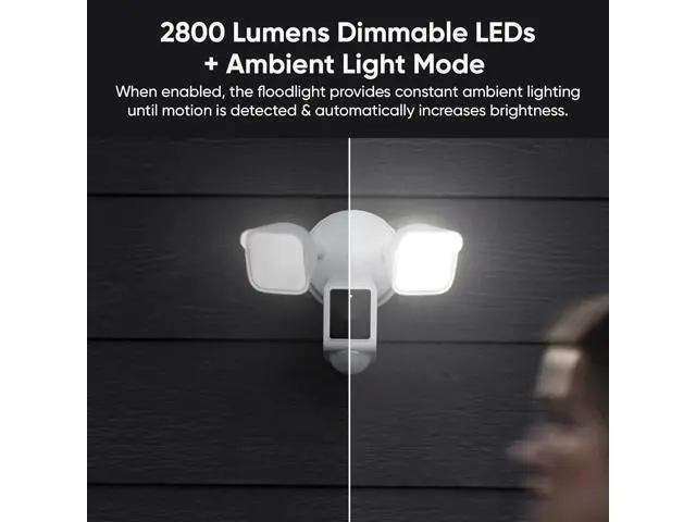Alt view image 5 of 7 - WYZE Floodlight Camera v2, Security Camera Outdoor, 2K HD with Color Night Vision, 2800-Lumen LEDs, 160° Wide View, 105dB Siren, Works with Alexa & Google Assistant, Wired, Free Expert Support