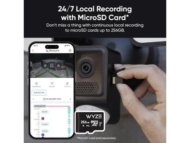 Alt view image 6 of 7 - WYZE Floodlight Camera v2, Security Camera Outdoor, 2K HD with Color Night Vision, 2800-Lumen LEDs, 160° Wide View, 105dB Siren, Works with Alexa & Google Assistant, Wired, Free Expert Support