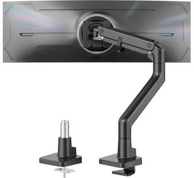 Main image of monTEK Heavy-Duty Monitor Arm for 17-57" Ultrawide Curved Screen, Supports up to 59.4 lbs, Adjustable Gas Spring Arm, 75/100 VESA Mount, Clamp & Grommet Desk Monitor Mount Single, Black