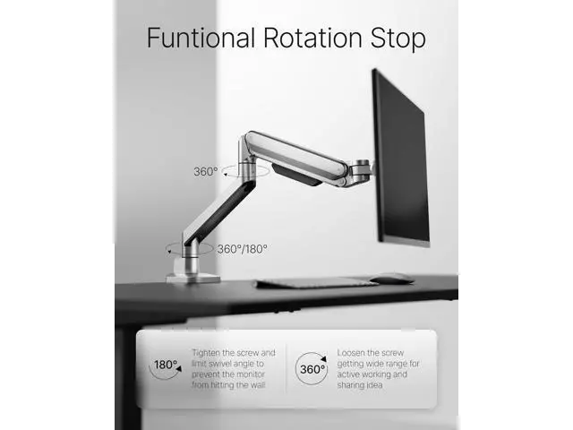 Alt view image 5 of 7 - monTEK Deluxe Monitor Arm up to 40 Inch Holds 26.4 lbs Curved Screens Aluminum Fully Motion Adjustable Single Monitor Stand with Clamp/Grommet Desk Mount, Quick Release Plate,75/100mm VESA, MA1008SL