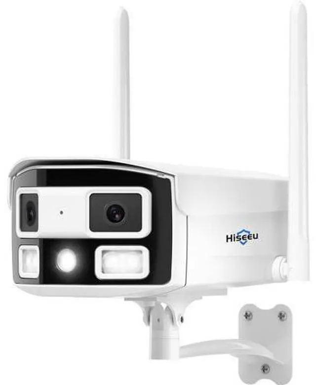 Main image of Hiseeu WiFi Pro 4MP Dual Lens Surveillance Camera, 180-Degree Ultra Wide Angle, 5GHz/2.4GHz, Black Light Color Night Vision, 2-Way Audio, Outdoor IP66, 24/7 Recording Support