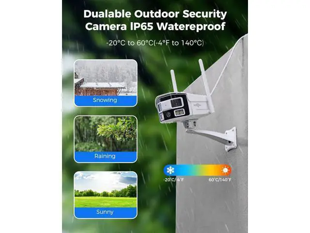 Alt view image 7 of 7 - Hiseeu WiFi Pro 4MP Dual Lens Surveillance Camera, 180-Degree Ultra Wide Angle, 5GHz/2.4GHz, Black Light Color Night Vision, 2-Way Audio, Outdoor IP66, 24/7 Recording Support