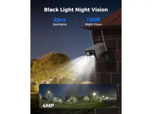 Alt view image 4 of 7 - Hiseeu WiFi Pro 4MP Dual Lens Surveillance Camera, 180-Degree Ultra Wide Angle, 5GHz/2.4GHz, Black Light Color Night Vision, 2-Way Audio, Outdoor IP66, 24/7 Recording Support
