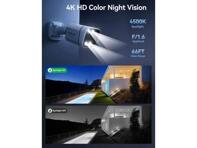 Alt view image 5 of 7 - FOSCAM 4K 8MP IP PoE Security Cameras Wireless Outdoor, V8EP Surveillance Camera for Home Security, 120° FoV, 20x Zoom, AI Detect Human/Vehicle, 66FT Color Night Vision,Siren Alert,2-Way Audio,IP66