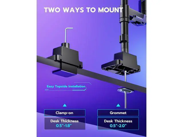 Alt view image 7 of 7 - ARES WING CoreArm Single Monitor Mount, Ultrawide Monitor Arm for 24 to 57'' Heavy Duty Curved Screen, Adjustable Gas Spring Monitors Arm Stand up to 66LBS with 75/100/200 Vesa Mount, Black