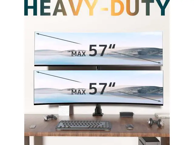Alt view image 2 of 7 - Dual Monitor-Arm Ultrawide Heavy Duty - 24-57 inch Vertical Dual Monitor Mount, Adjustable Stacked Double Monitor Desk Mount Stand, Max Load 59.4 lbs (per Screen), VESA 75 100 mm, Black