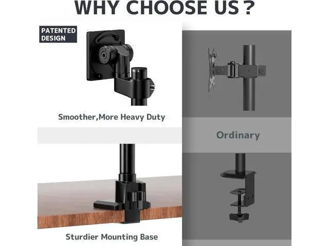 Alt view image 5 of 7 - Dual Monitor-Arm Ultrawide Heavy Duty - 24-57 inch Vertical Dual Monitor Mount, Adjustable Stacked Double Monitor Desk Mount Stand, Max Load 59.4 lbs (per Screen), VESA 75 100 mm, Black