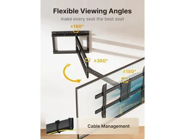Alt view image 5 of 7 - monTEK Long Arm TV Wall Mount for Most 43-80 Inch TVs, 42 Inch Long Extension TV Mount Swivel and Tilt, Full Motion Wall Mount Tv Bracket Fit Max VESA 600 x 400mm, Up to 110 lbs, 16,18 Studs