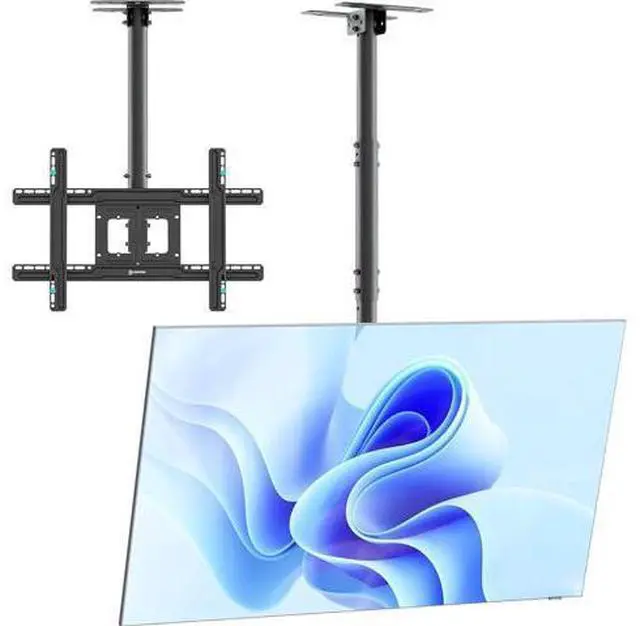Main image of ONKRON Ceiling TV Mount for 32-80 Inch Screen up to 150 lbs, Height Adjustable Hanging TV Mount with Swivel and Tilt, VESA 100x100-600x400, Full Motion Ceiling Mount TV Bracket Drop Down, Black