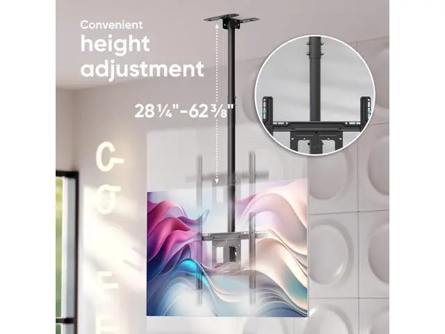 Alt view image 5 of 7 - ONKRON Ceiling TV Mount for 32-80 Inch Screen up to 150 lbs, Height Adjustable Hanging TV Mount with Swivel and Tilt, VESA 100x100-600x400, Full Motion Ceiling Mount TV Bracket Drop Down, Black