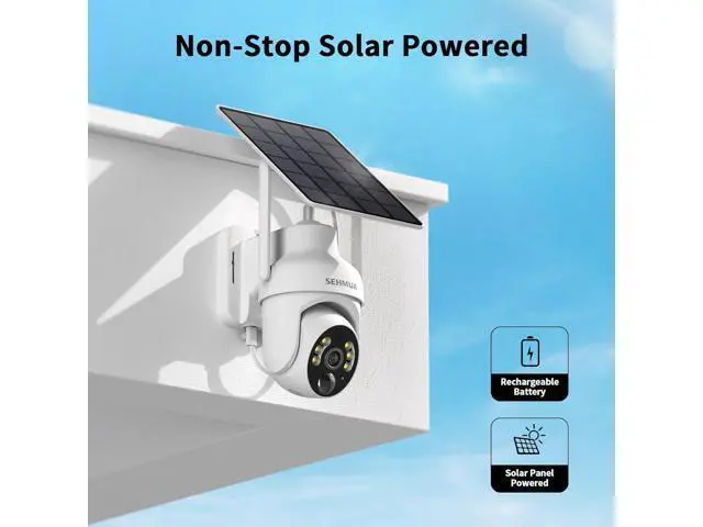 Alt view image 2 of 7 - SEHMUA 2K Solar Security Cameras Wireless Outdoor, 2 Pack 360° View Pan/Tilt WiFi Security Camera Outside with Color Night Vision,Easy to Install, PIR Alarm, 2-Way Audio