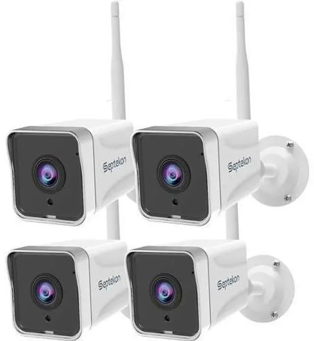 Main image of Septekon 4 Pack Outdoor Security Camera 2KWiFi Cameras for Home Security Outside with Motion Detection Tracking, Night Vision, Two-Way Audio, IP66 Weatherproof, 2.4GHz Wi-Fi, Compatible with Alexa