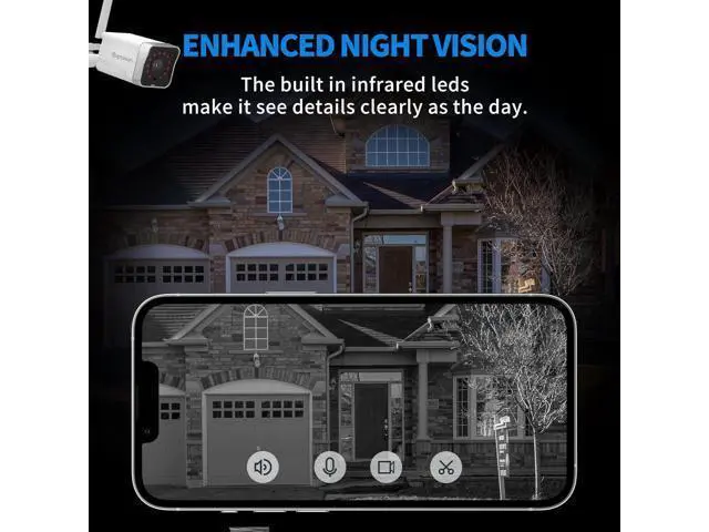 Alt view image 4 of 7 - Septekon 4 Pack Outdoor Security Camera 2KWiFi Cameras for Home Security Outside with Motion Detection Tracking, Night Vision, Two-Way Audio, IP66 Weatherproof, 2.4GHz Wi-Fi, Compatible with Alexa