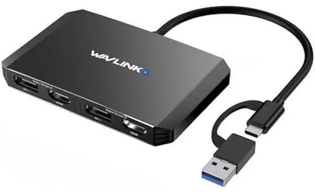 Main image of WAVLINK USB C and USB 3.0 to Dual 4K DisplayPort/HDMI Adapter, Displaylink Monitor Splitter Extended Display for Dual Monitor 4K@60Hz, HDMI/DP Splitter Compatible with Mac M1-M4,Window Laptop-Black