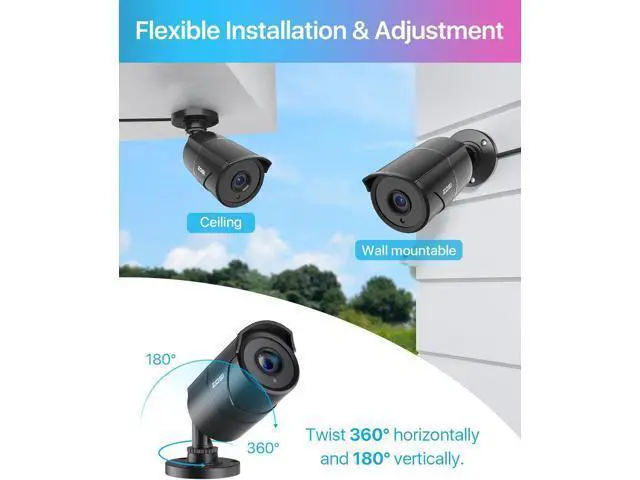 Alt view image 7 of 7 - ZOSI 4 Pack 1080p Home Security Cameras with Audio Recording,Built-in Microphone,2MP 1920TVL HD-TVI Outdoor Indoor CCTV Cameras with 120ft IR Night Vision Weatherproof Surveillance Bullet Camera