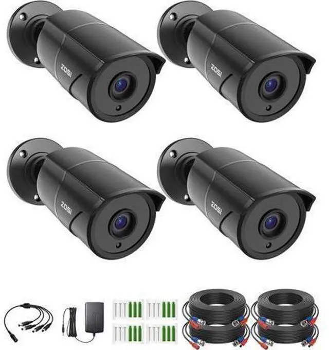 Main image of ZOSI 4 Pack 1080p Home Security Cameras with Audio Recording,Built-in Microphone,2MP 1920TVL HD-TVI Outdoor Indoor CCTV Cameras with 120ft IR Night Vision Weatherproof Surveillance Bullet Camera