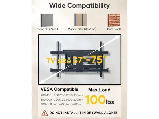 Alt view image 3 of 7 - FORGING MOUNT Long Arm TV Mount for Most 37-75 Inch TVs, 30 Inch Long Extension Arm Corner TV Wall Mount, Full Motion Wall Mount Swivel, Tilt, Articulating VESA 600X400mm,Holds up to 100lbs