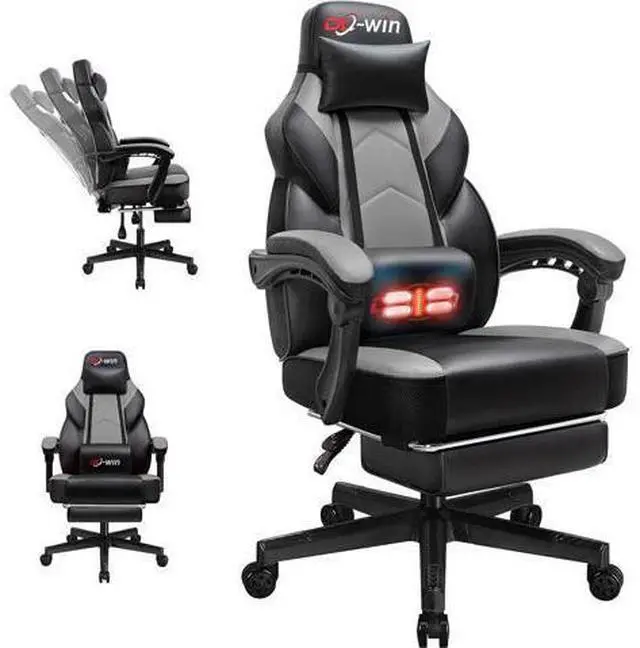 Main image of Office Chairs for Adults, Computer Chair with Footrest and High Back, Big and Tall Office Chair's with Massage Lumbar Support, 360° Swivel Height Adjustable Office Chair, Grey