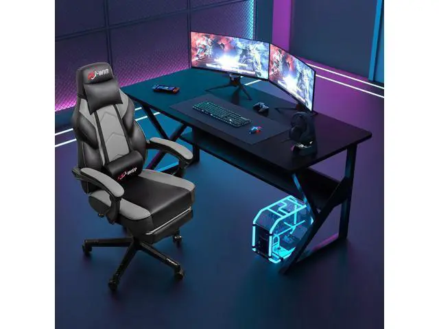 Alt view image 5 of 7 - Office Chairs for Adults, Computer Chair with Footrest and High Back, Big and Tall Office Chair's with Massage Lumbar Support, 360° Swivel Height Adjustable Office Chair, Grey