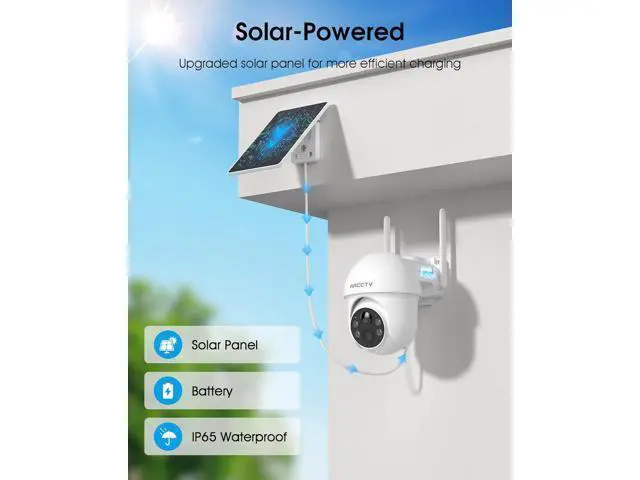 Alt view image 2 of 7 - Solar Security Cameras Wireless Outdoor, 4MP 360° View Battery Powered Outdoor Camera, Night Vision with Spotlight, 2-Way Audio, PIR Motion Sensor, 2.4G/5G Dual Band WiFi (2 Pack)