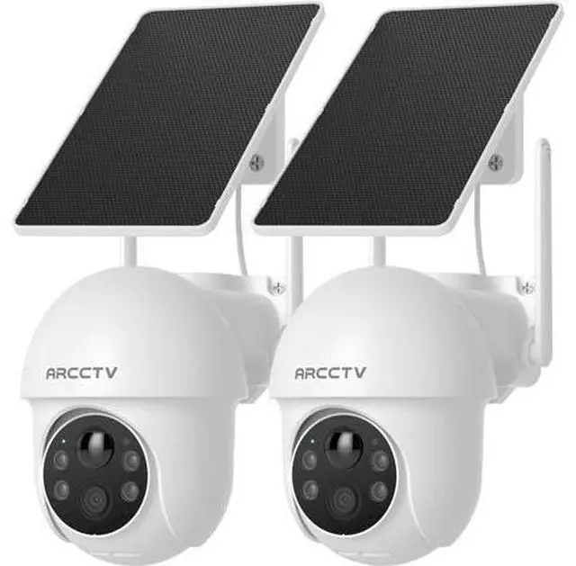 Main image of Solar Security Cameras Wireless Outdoor, 4MP 360° View Battery Powered Outdoor Camera, Night Vision with Spotlight, 2-Way Audio, PIR Motion Sensor, 2.4G/5G Dual Band WiFi (2 Pack)