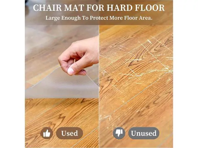 Alt view image 4 of 7 - Office Chair Mat for Hard Floors, 46 x 72 Large Floor Protector Mats, Easy Rolling Desk Chair Mat for Hardwood, Clear, Easy to Clean (Rectangle)