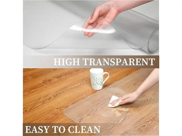 Alt view image 5 of 7 - Office Chair Mat for Hard Floors, 46 x 72 Large Floor Protector Mats, Easy Rolling Desk Chair Mat for Hardwood, Clear, Easy to Clean (Rectangle)