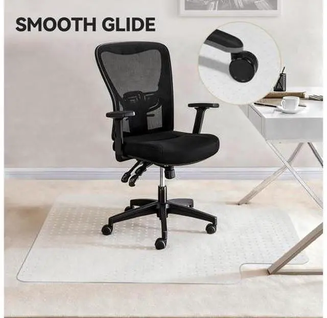 Alt view image 2 of 7 - Office Chair Mat for Carpet with Lip, Flat Shipping Heavy Duty Hard Clear Chair Mats, Under Desk Protector Floor Mat, Smooth Glide Plastic Rolling Computer ChairMat (32x48 Inch)