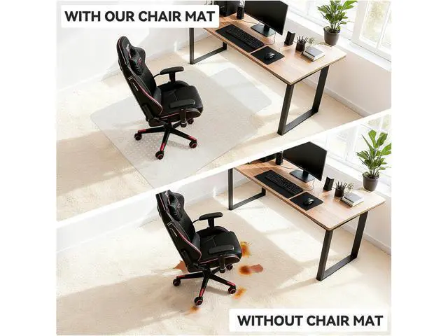Alt view image 3 of 7 - Office Chair Mat for Carpet with Lip, Flat Shipping Heavy Duty Hard Clear Chair Mats, Under Desk Protector Floor Mat, Smooth Glide Plastic Rolling Computer ChairMat (32x48 Inch)