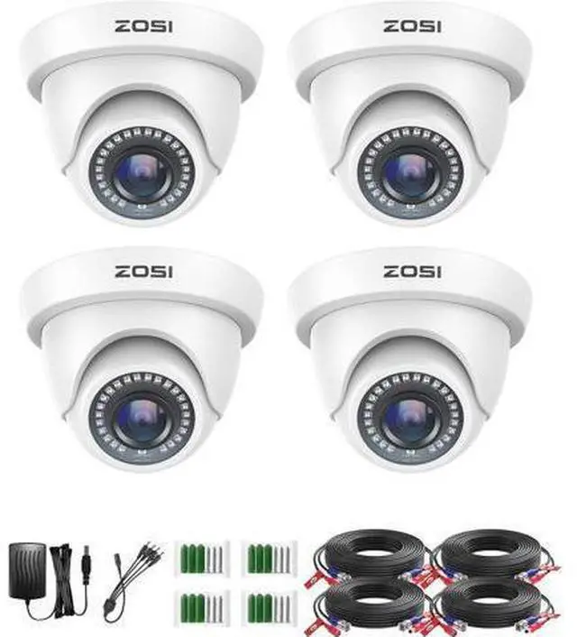 Main image of ZOSI 4Pack 2MP 1080P HD Security Cameras, 80ft Night Vision, IP66 Weatherproof, Indoor Outdoor Home CCTV Dome Camera for 1080P/5MP/4K HD-TVI Analog DVR Surveillance System