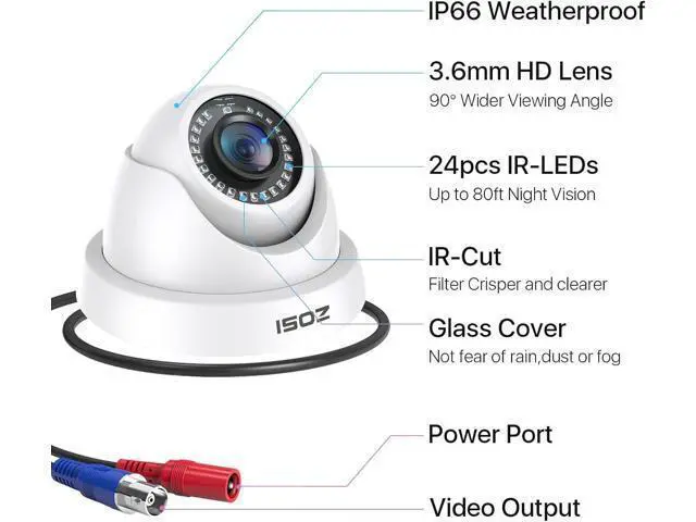 Alt view image 2 of 7 - ZOSI 4Pack 2MP 1080P HD Security Cameras, 80ft Night Vision, IP66 Weatherproof, Indoor Outdoor Home CCTV Dome Camera for 1080P/5MP/4K HD-TVI Analog DVR Surveillance System