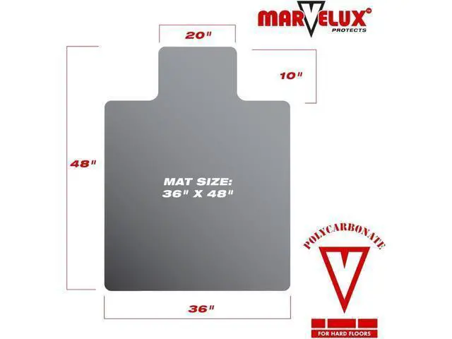 Alt view image 3 of 7 - Marvelux Heavy Duty Polycarbonate Office Chair Mat for Hardwood Floors 36" x 48" | Transparent Hard Floor Protector with Lip | Pack of 2