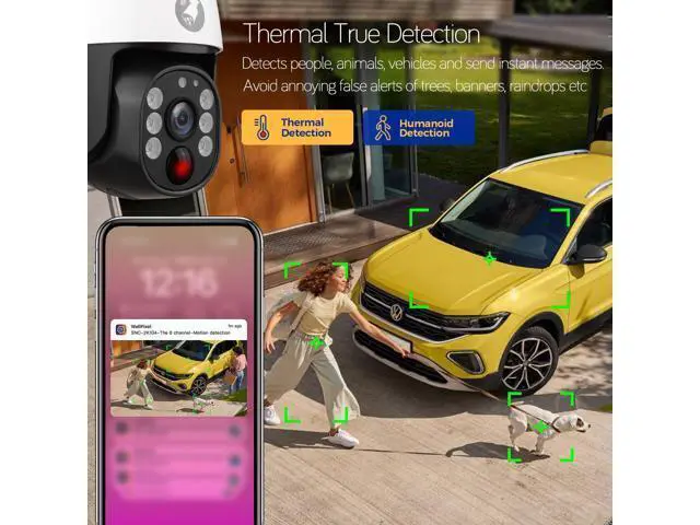 Alt view image 5 of 7 - xmartO 4MP QHD Wireless PTZ Solar Security Camera Outdoor/Indoor for Homes, WiFi 6 5G Dual Band, Wire-Free Easy Installation, No Monthly Fee (Wall/Ceiling/Corner/Tree/Pole Installation, SDK4034)