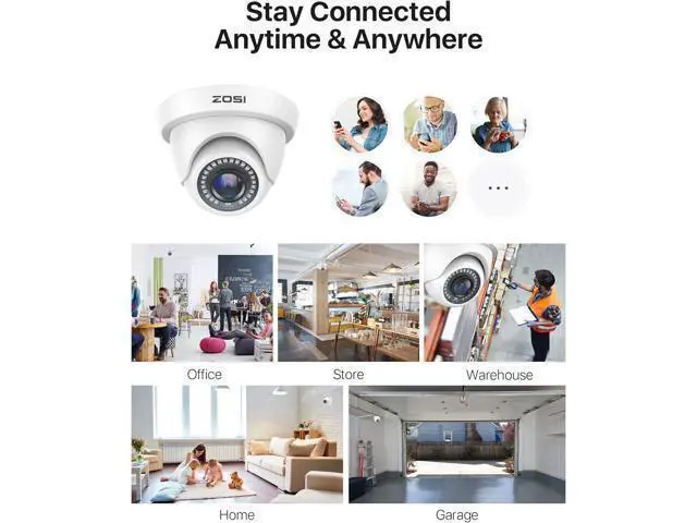 Alt view image 6 of 7 - ZOSI 4Pack 2MP 1080P HD Security Cameras, 80ft Night Vision, IP66 Weatherproof, Indoor Outdoor Home CCTV Dome Camera for 1080P/5MP/4K HD-TVI Analog DVR Surveillance System