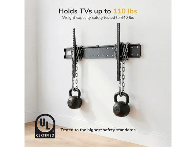Alt view image 3 of 7 - Mount-It! UL Certified Tilting TV Wall Mount for Most 43-90 Inch Flat Screen TVs, Heavy Duty Wall Mount TV Bracket Max VESA 800x400, Holds up to 110 lb, Tilting Display Bracket Fits 70, 80, 90 inch