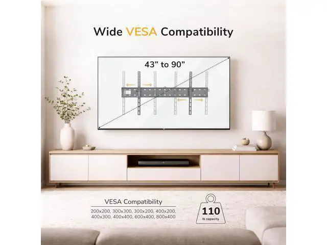 Alt view image 5 of 7 - Mount-It! UL Certified Tilting TV Wall Mount for Most 43-90 Inch Flat Screen TVs, Heavy Duty Wall Mount TV Bracket Max VESA 800x400, Holds up to 110 lb, Tilting Display Bracket Fits 70, 80, 90 inch