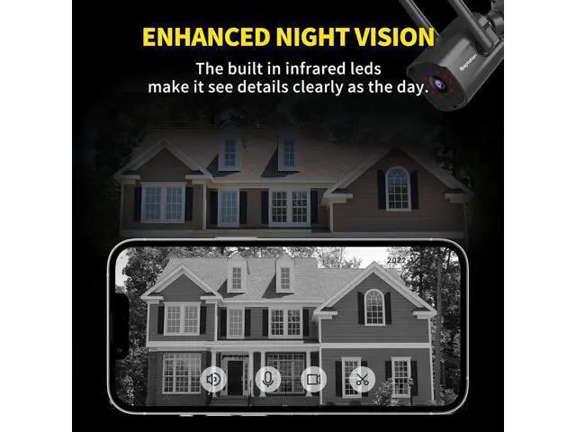 Alt view image 3 of 6 - Septekon 2K Home Security Cameras 4 Pack, 2.4G Wired WiFi Security Camera Outdoor with Night Vision, Two-Way Audio, IP66, Motion Detection Alarm, Dual Antenna, Black