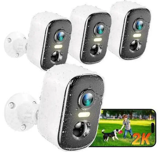Main image of Outdoor Security Camera Wireless, 2K Battery Powered WiFi Cameras for Home Security with AI Motion Detection, Color Night Vision, Siren Alarm, 2-Way Talk, IP66 Waterproof, Cloud/SD Storage (4 Pack)