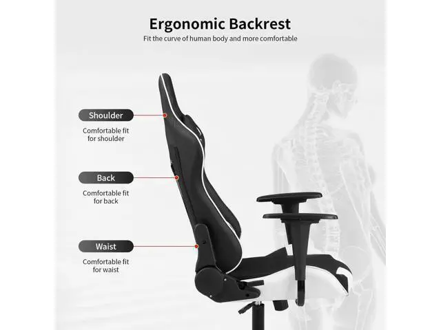 Alt view image 6 of 7 - Ergonomic Chair Office Chair Desk Chair with Lumbar Support Headrest Armrest Task Rolling Swivel Ergonomic E-Sports Adjustable PC Ergonomic Chair (White)