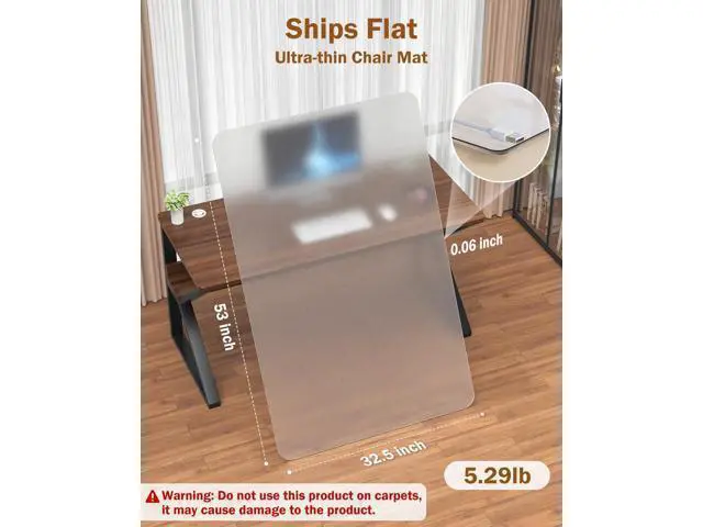 Alt view image 2 of 7 - Blvornl Frosted Clear Chair Mat for Hardwood Floor, 32.3"*53" Hard Material Office Chair Mat, Memory Plastic Computer Chair Pad for Rolling Chairs, Desk Floor Rug for Office and Home