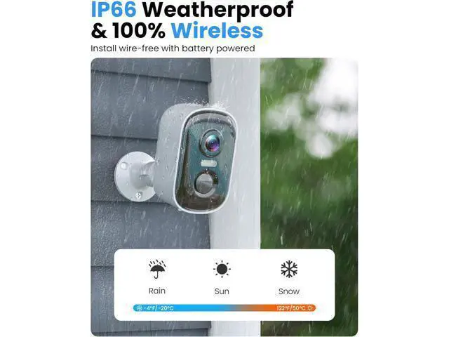 Alt view image 6 of 7 - Outdoor Security Camera Wireless, 2K Battery Powered WiFi Cameras for Home Security with AI Motion Detection, Color Night Vision, Siren Alarm, 2-Way Talk, IP66 Waterproof, Cloud/SD Storage (4 Pack)