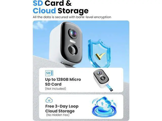 Alt view image 7 of 7 - Outdoor Security Camera Wireless, 2K Battery Powered WiFi Cameras for Home Security with AI Motion Detection, Color Night Vision, Siren Alarm, 2-Way Talk, IP66 Waterproof, Cloud/SD Storage (4 Pack)