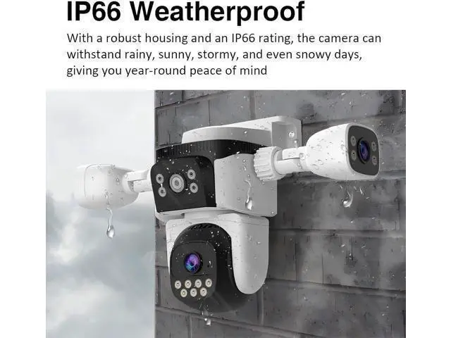 Alt view image 3 of 7 - EVERSECU Triple Lens WiFi PTZ Security Camera, Three Cameras in One, Side Cameras with Adjustable All-Angle Arm, 2K 360° View No Blind Spot, Auto Tracking, Spotlight, 2 Way Audio