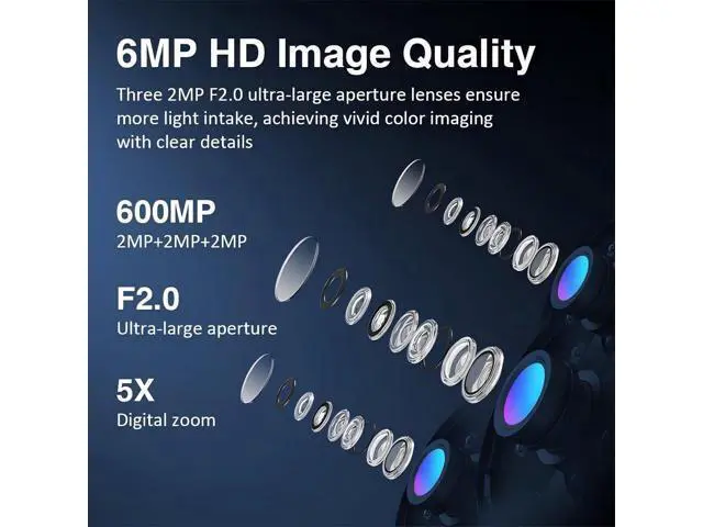 Alt view image 7 of 7 - EVERSECU Triple Lens WiFi PTZ Security Camera, Three Cameras in One, Side Cameras with Adjustable All-Angle Arm, 2K 360° View No Blind Spot, Auto Tracking, Spotlight, 2 Way Audio