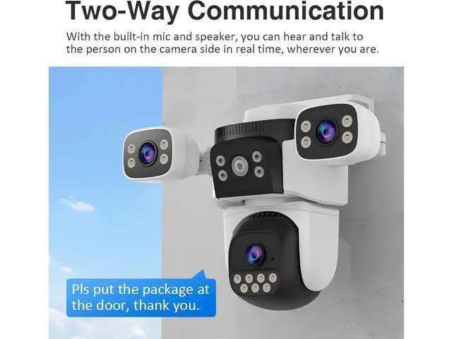 Alt view image 5 of 7 - EVERSECU Triple Lens WiFi PTZ Security Camera, Three Cameras in One, Side Cameras with Adjustable All-Angle Arm, 2K 360° View No Blind Spot, Auto Tracking, Spotlight, 2 Way Audio