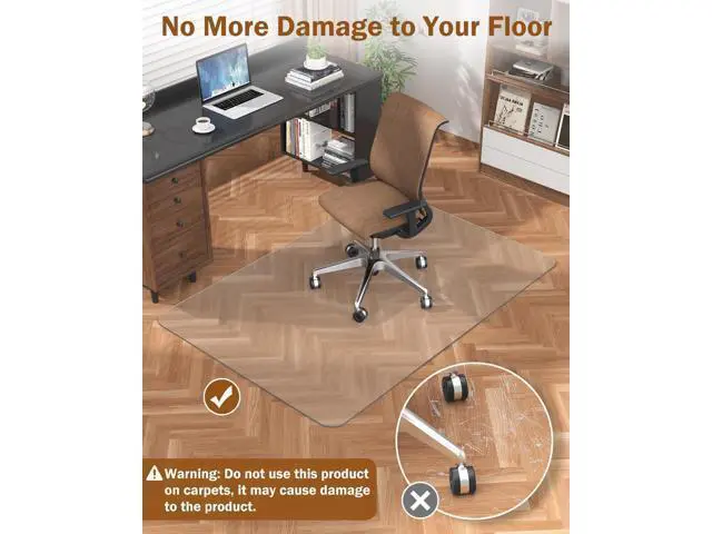Alt view image 5 of 7 - Blvornl Frosted Clear Chair Mat for Hardwood Floor, 32.3"*53" Hard Material Office Chair Mat, Memory Plastic Computer Chair Pad for Rolling Chairs, Desk Floor Rug for Office and Home