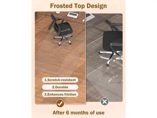 Alt view image 7 of 7 - Blvornl Frosted Clear Chair Mat for Hardwood Floor, 32.3"*53" Hard Material Office Chair Mat, Memory Plastic Computer Chair Pad for Rolling Chairs, Desk Floor Rug for Office and Home