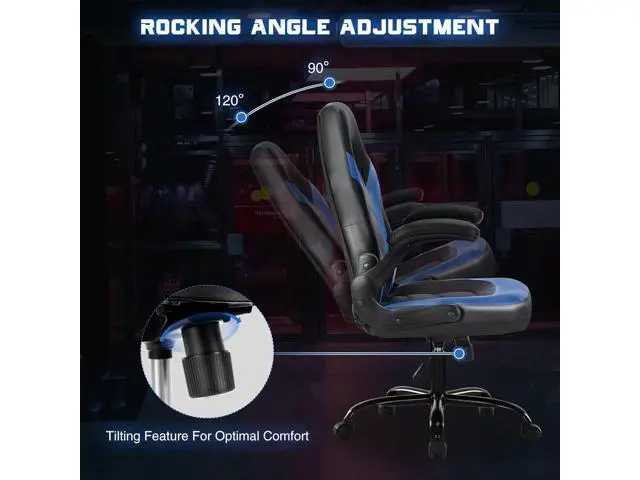 Alt view image 6 of 7 - DUMOS Ergonomic Computer Ergonomic Chair - Home Office Desk with PU Leather Lumbar Support, Height Adjustable Big and Tall Video Game with Flip-up Armrest, Swivel Wheels for Adults and Teens